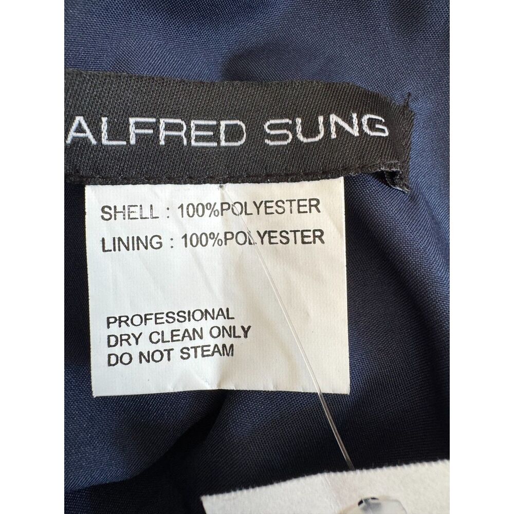 Alfred Sung Navy Maxi Formal Gown Dress Sz 10 Cutout Back Wedding Guest NWT - Picture 5 of 12